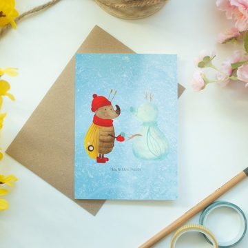 Mr. & Mrs. Panda Grußkarte Nachtfalter Schneemann - Eisblau - Geschenk, Hochzeitskarte, Geburtst, Matte Innenseite
