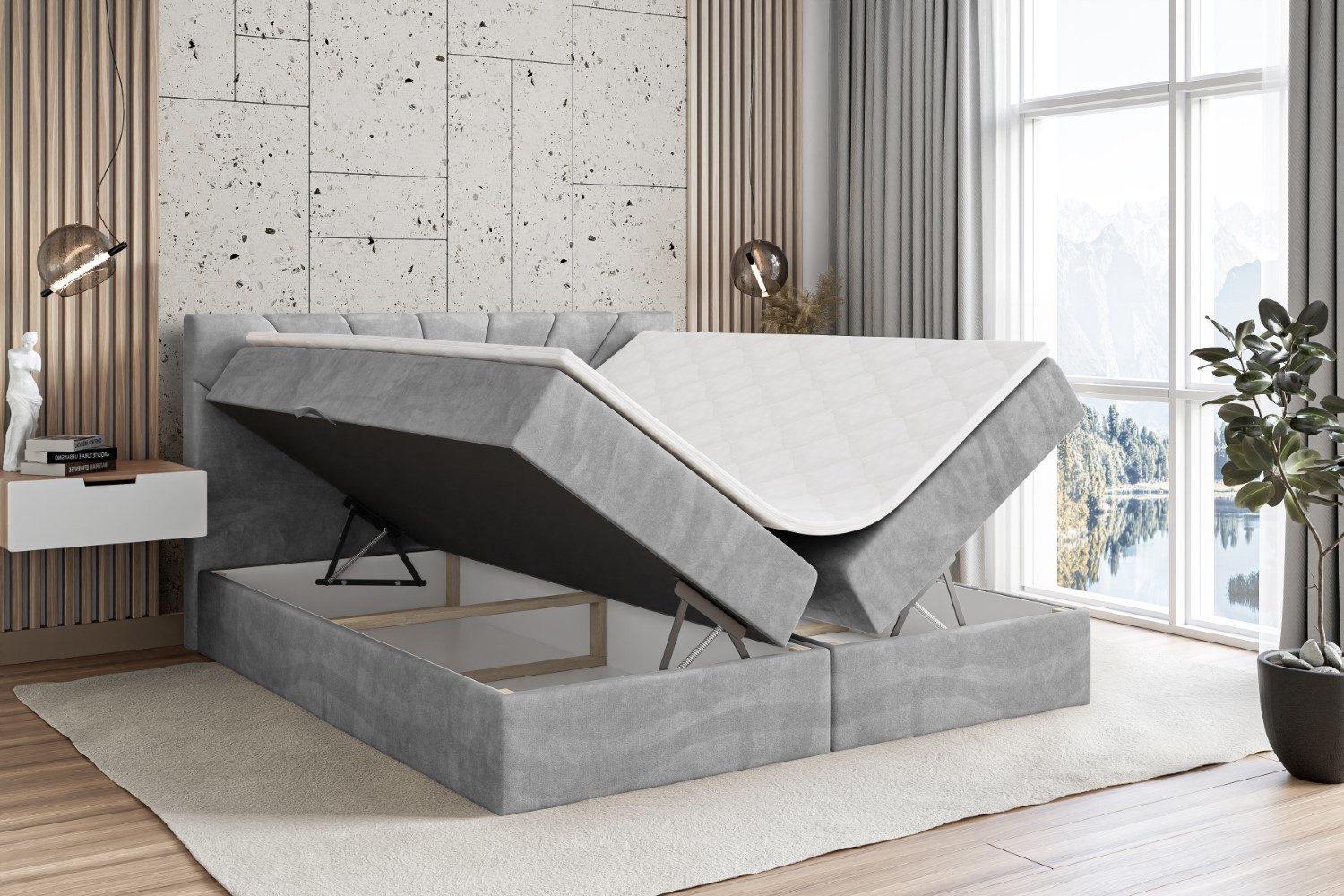 ALTDECOR Boxbett MILTIO (Multipocket-Matratze H4, H3 Matratze Bonellfederung, Topper, Kopfteil)