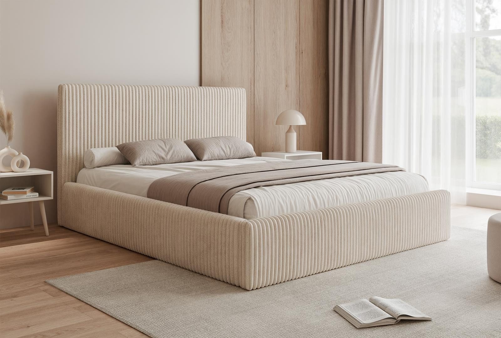 Compleo Polsterbett ASTA, Slim und elegant, grober Cordstoff, Designbett, m günstig online kaufen