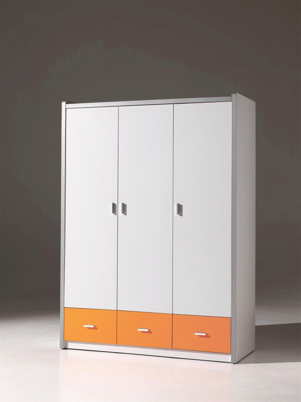 Schublade Geräumiger 3 mit Weiß/Orange Vipack Drehtüren, Kleiderschrank Bonny Kleiderschrank 3 kleinen