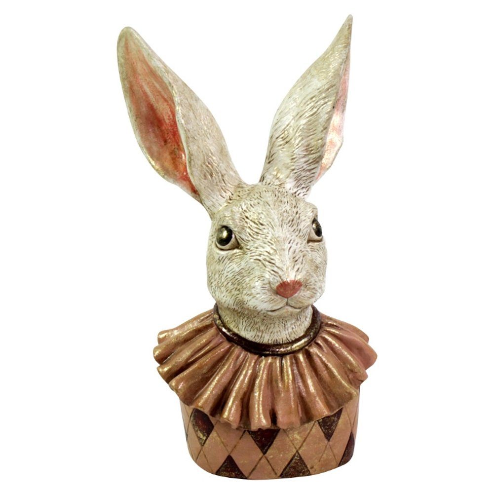 Macosa Home Osterhase Dekohase Osterdekoration (Oster-Deko Figur Dekohase, Hase Dekofigur Ostern Dekoration), Osterhasen Büste Apricot 22 cm Vintage Stil Skulptur