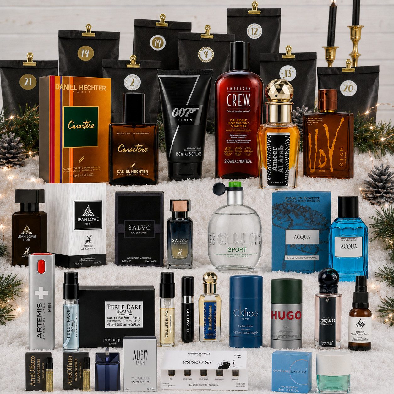HairGecko DIY-Adventskalender Parfum- & Beauty-Adventskalender für Herren, exklusive 24 Duft- und Beauty-Überraschungen für den Mann