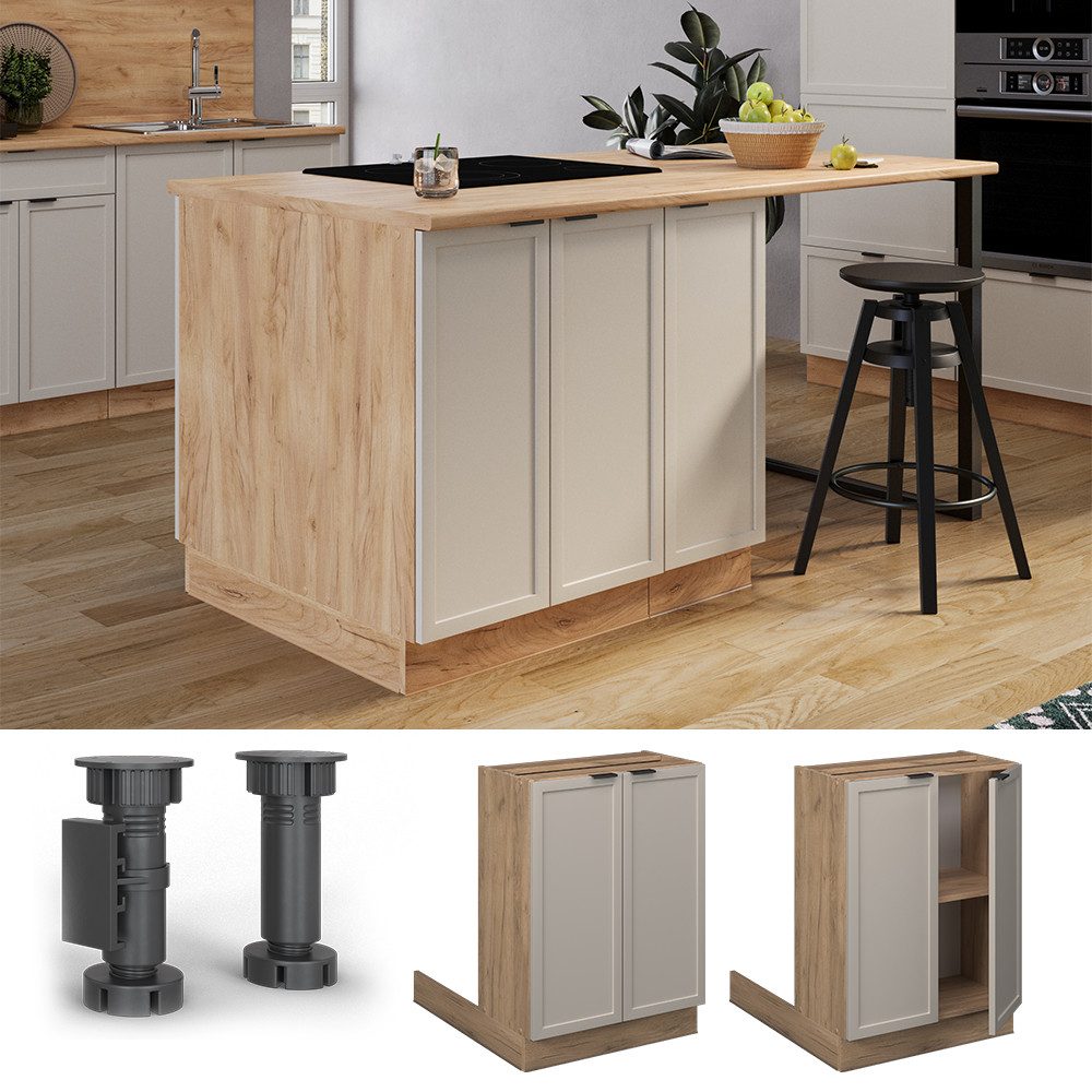 Vicco Unterschrank Fame-Line, GrauBeige/Goldkraft Eiche, 60 günstig online kaufen