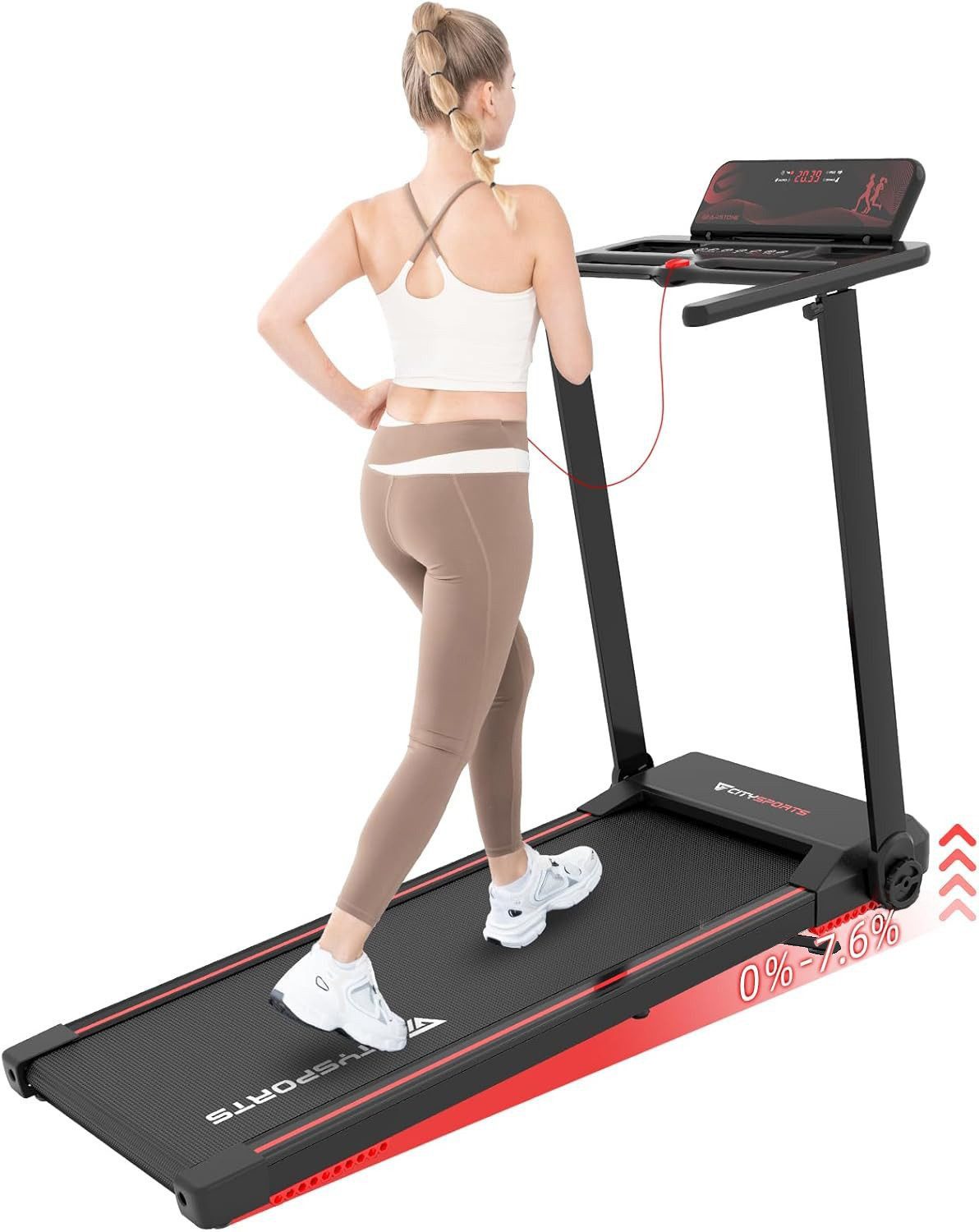 CITYSPORTS Laufband Heim-Laufband mit Steigung (Mit Toolkit, Schmiermittel), Klappbares Laufband bis 12 km/h mit APP walking jogging pad