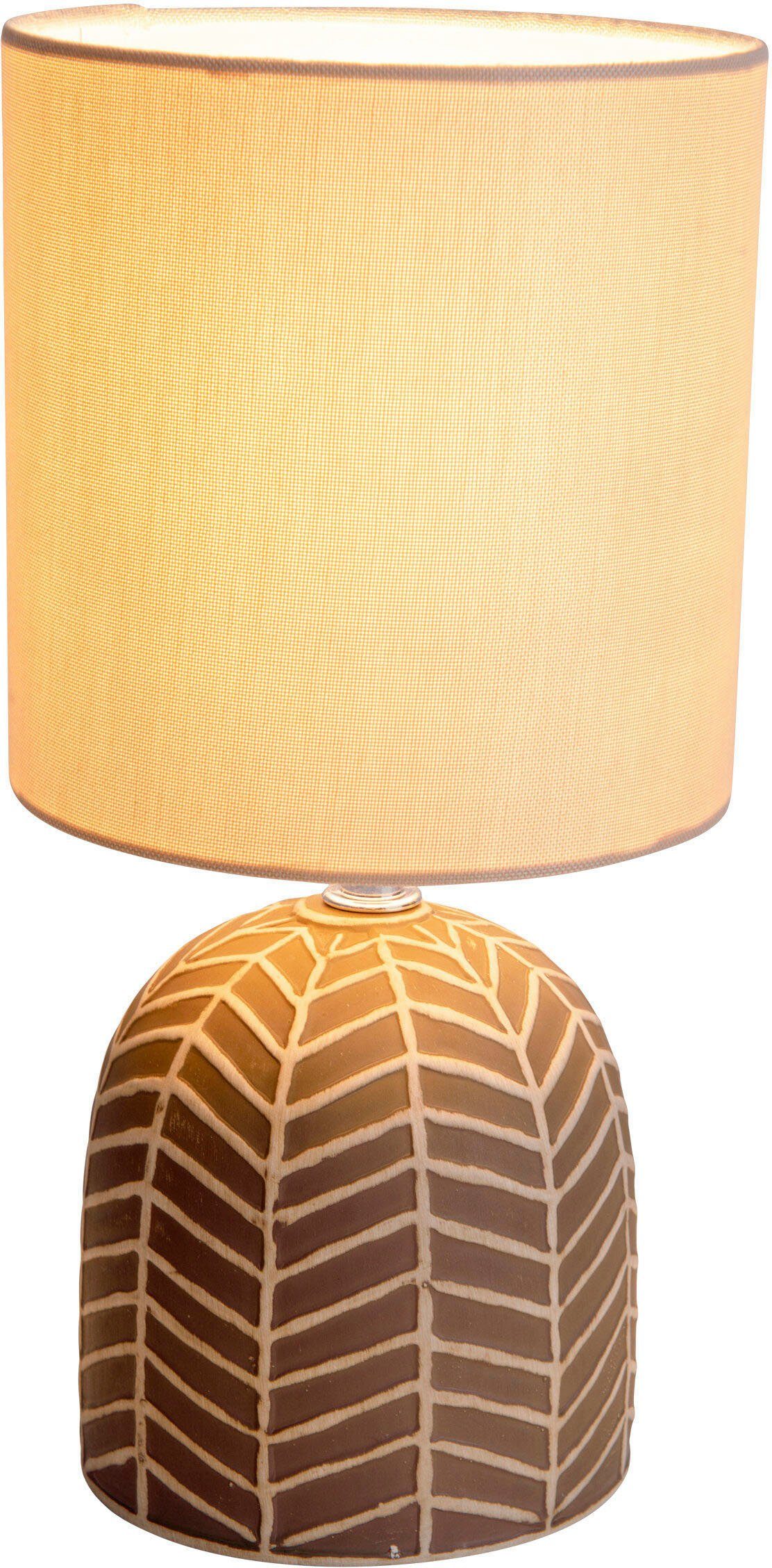 näve Tischleuchte Folio, ohne Leuchtmittel, Textilschirm/Leinen weiß, Fuß Keramik weiß/grau, 1xE14, Kippschalter