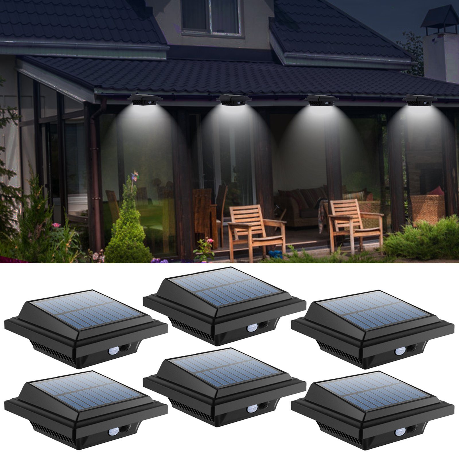8Stk Solarlicht Außen 12 LEDs Warmweiß Dachrinnen Zaun Lampen Garten Solarlampe 