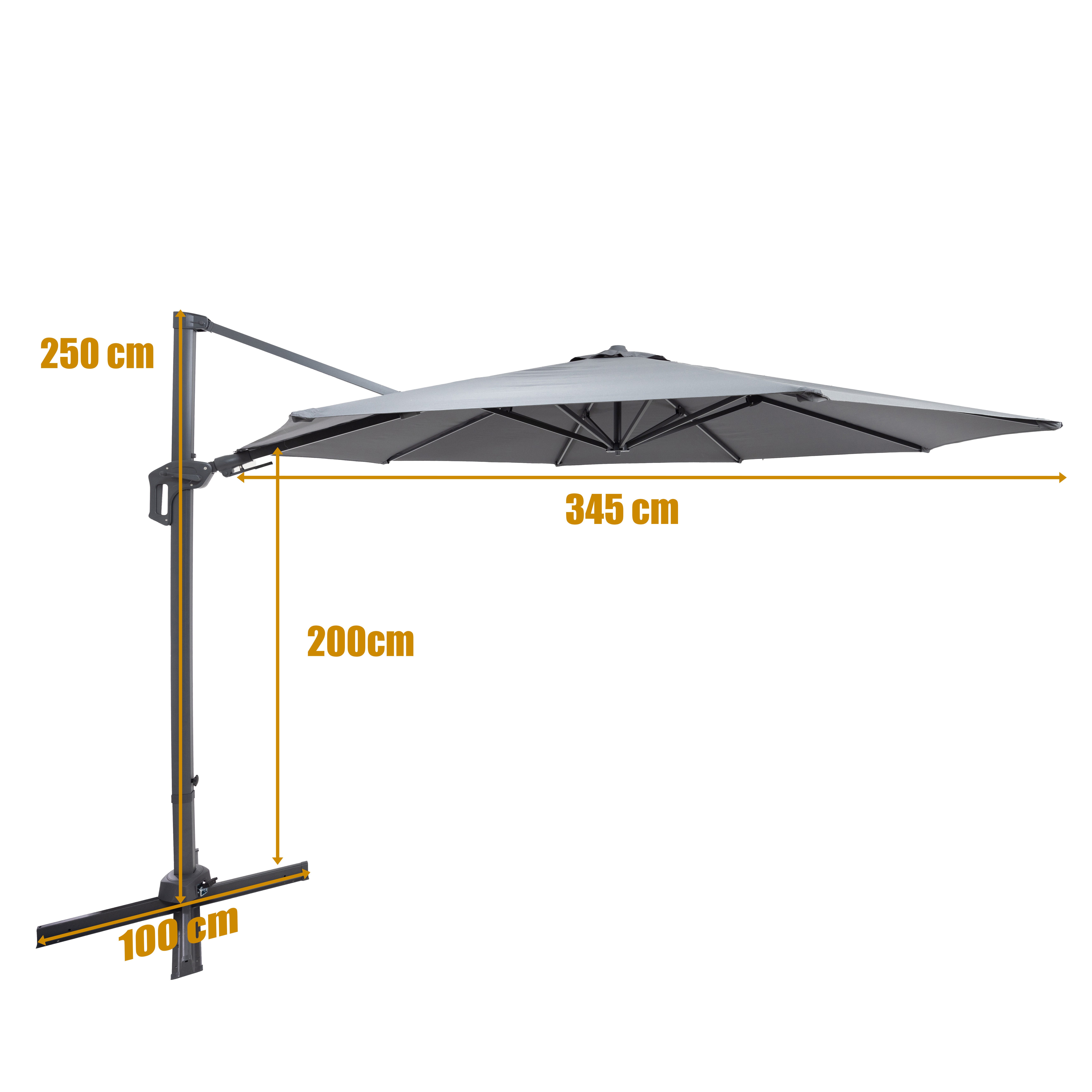 Thumbnail - ONDIS24 Ampelschirm Deluxe-Sonnenschirm Roma 345 cm ⌀ 360° vertikal horizontal rotierend, 8 Streben aus Stahl, PE-Stoff ...