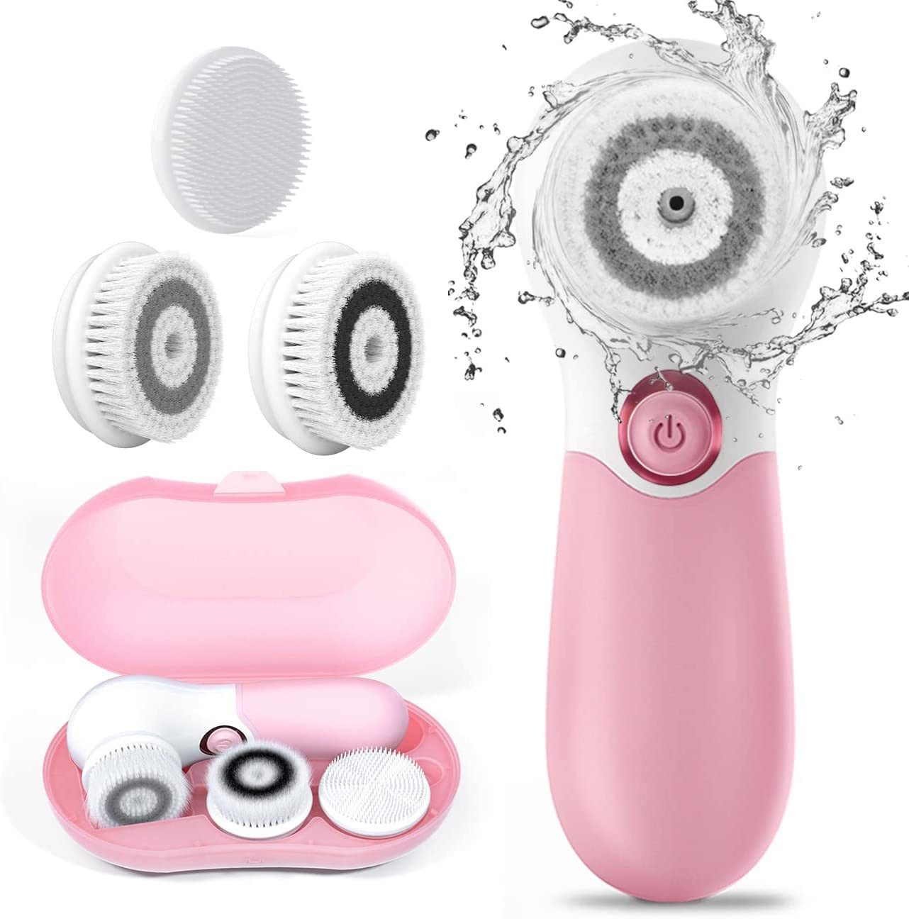 TOUCHBeauty Gesichtsreinigungsbürste 3 in 1 Wasserdichter Gesichtsreiniger 360 ° Drehbar, Gesichtsreinigungsbürsten-Set, mit 3 Bürstenköpfen & Aufbewahrungsbox für alle Hauttypen