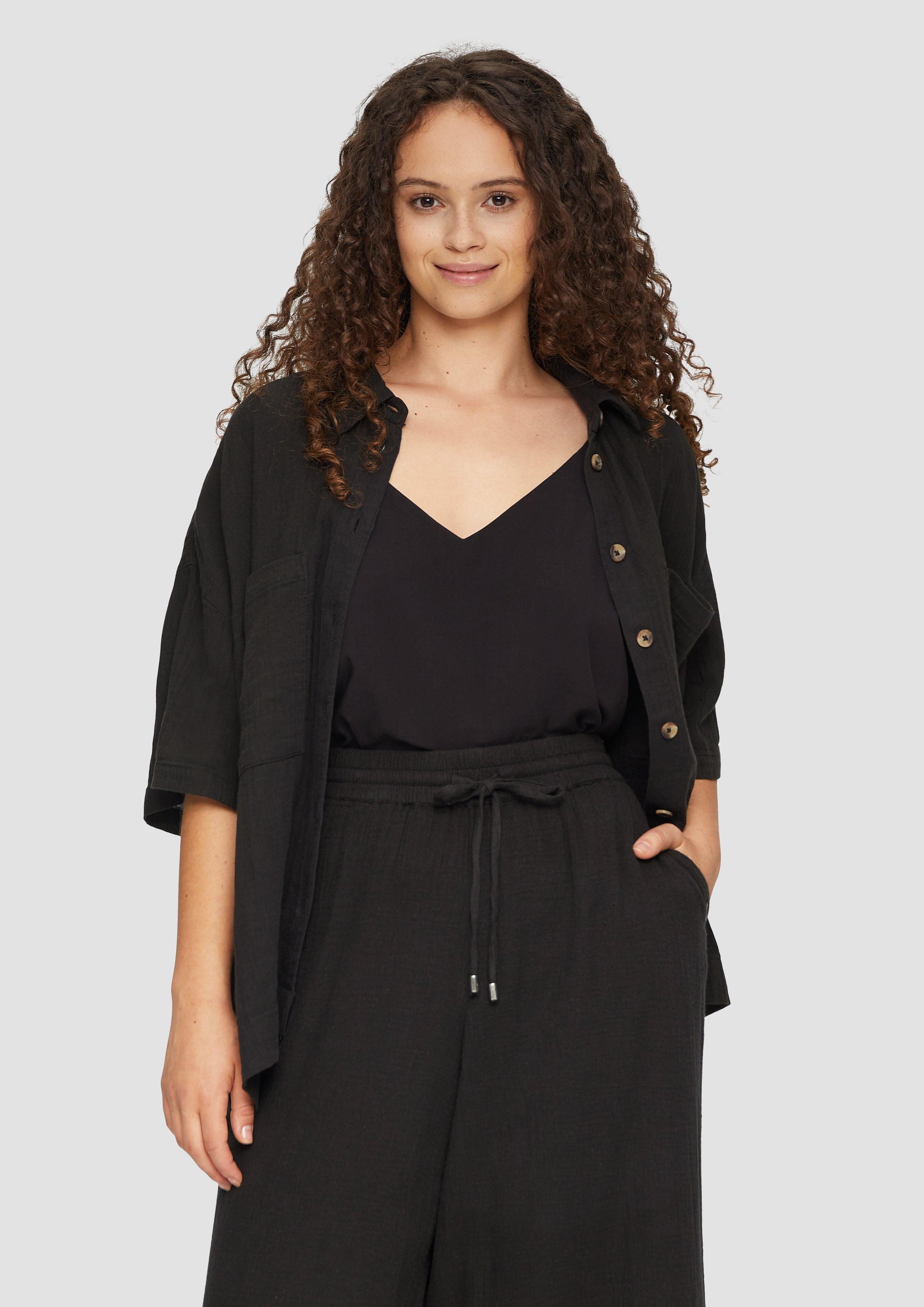 QS Langarmbluse Hemdbluse aus Baumwolle in günstig online kaufen
