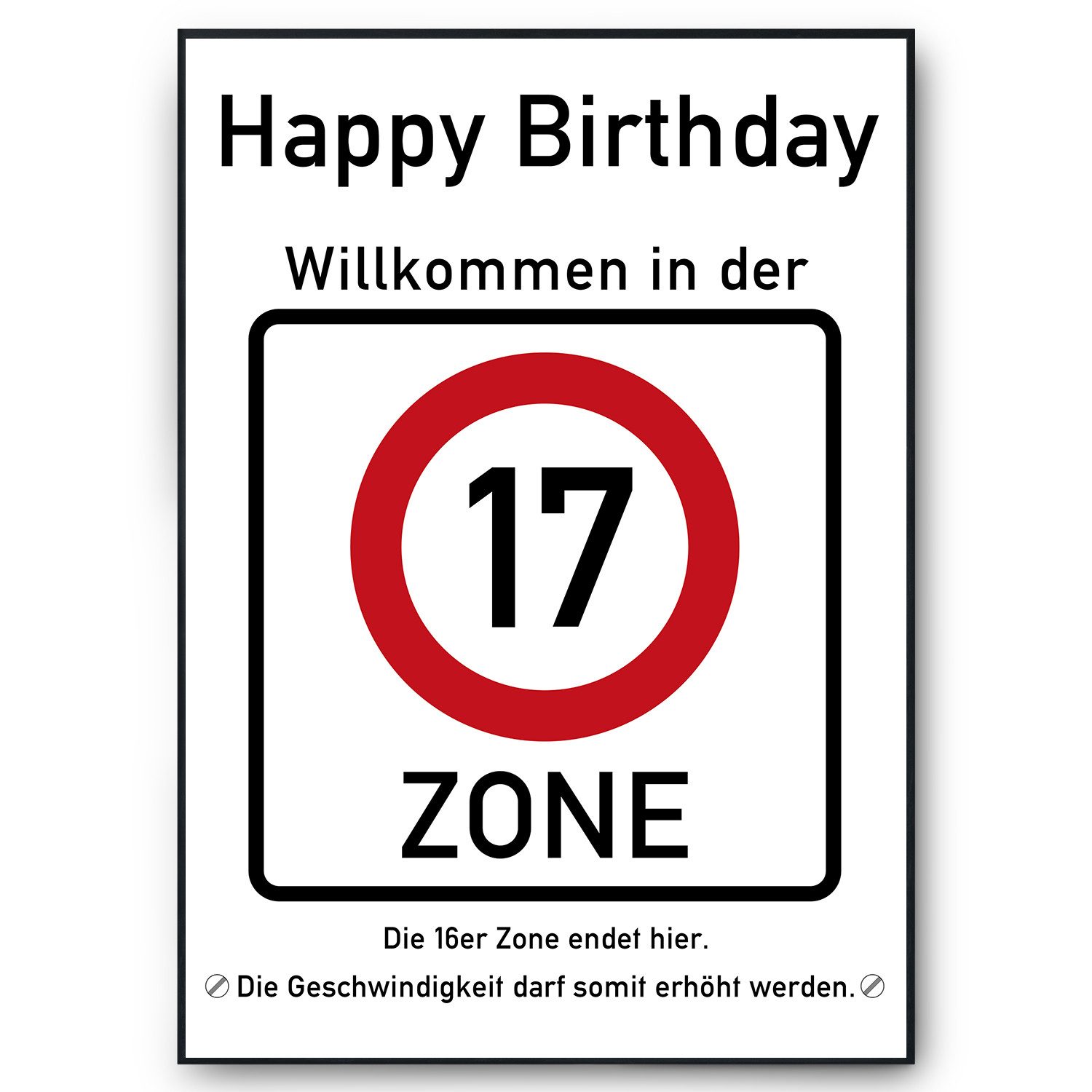 Tigerlino Poster 17. Geburtstag Geschenk Verkehrszeichen günstig online kaufen