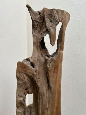 Home Feeling Skulptur Teakskulptur auf Schiefersockel, Dekoration, ca. 97 cm hoch