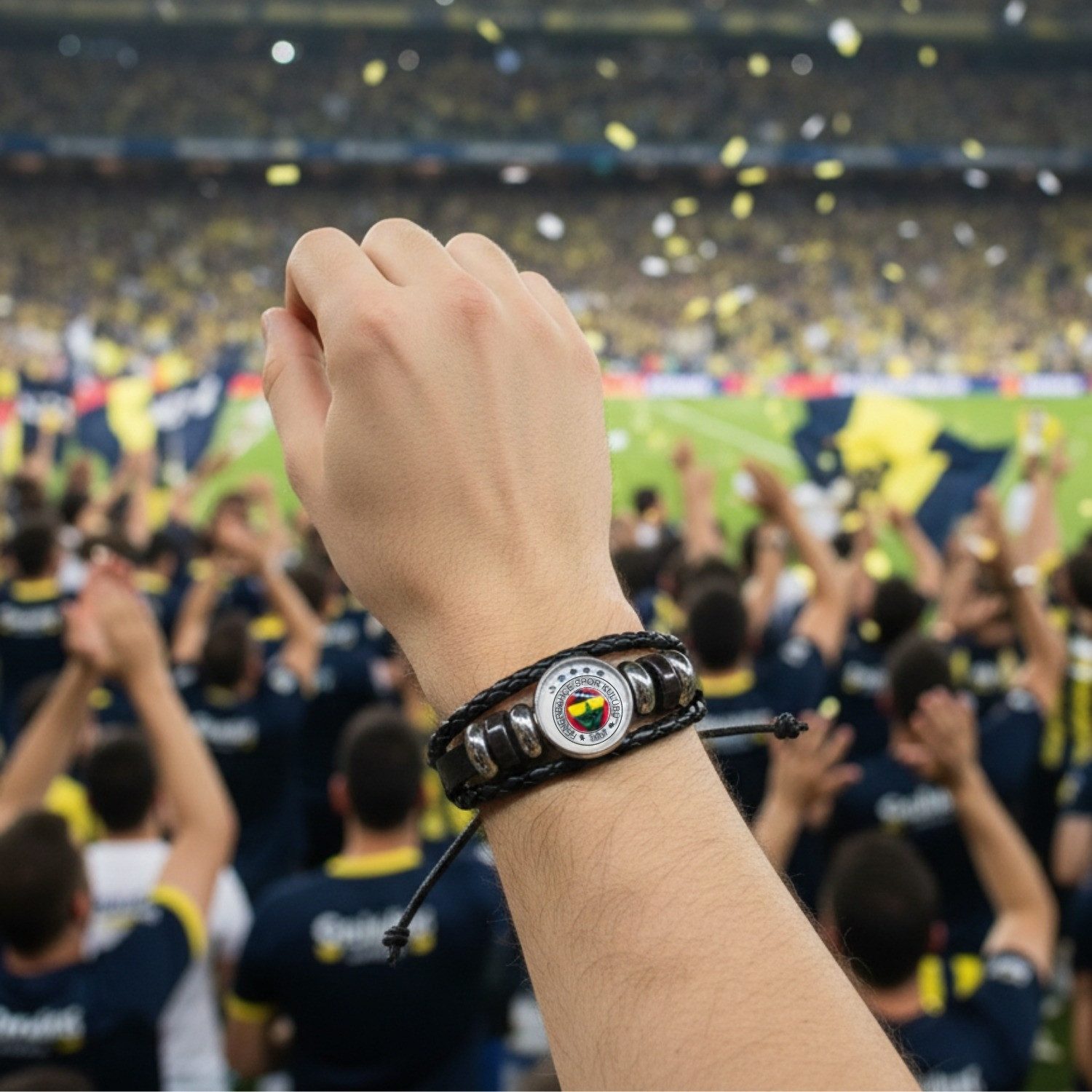 Stelby Armband mit Gravur Fenerbahce Armband 5 Sterne 3D Gravur im Glas mit Geschenkbox (Weihnachtsgeschenk, Geburtstagsgeschenk, Valentinstaggeschenk), Hochwertiges Lederarmband für Fenerbahce Fans – edel & robust