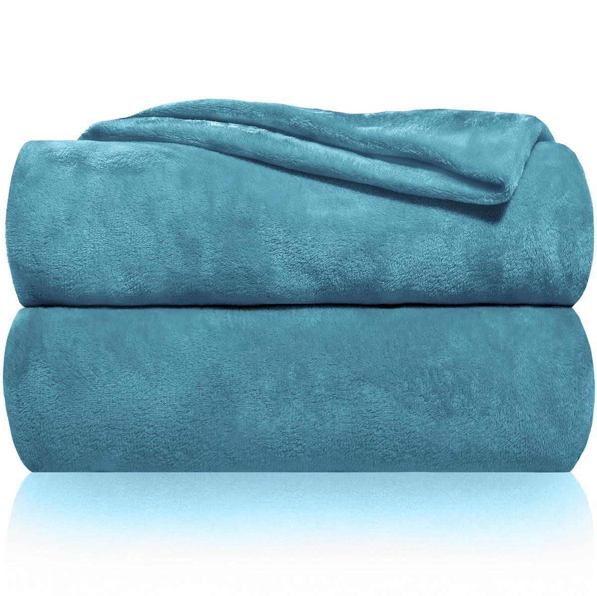 Gräfenstayn Wohndecke Kuscheldecke, türkis/blau, Gr. 130 cm x 150 cm