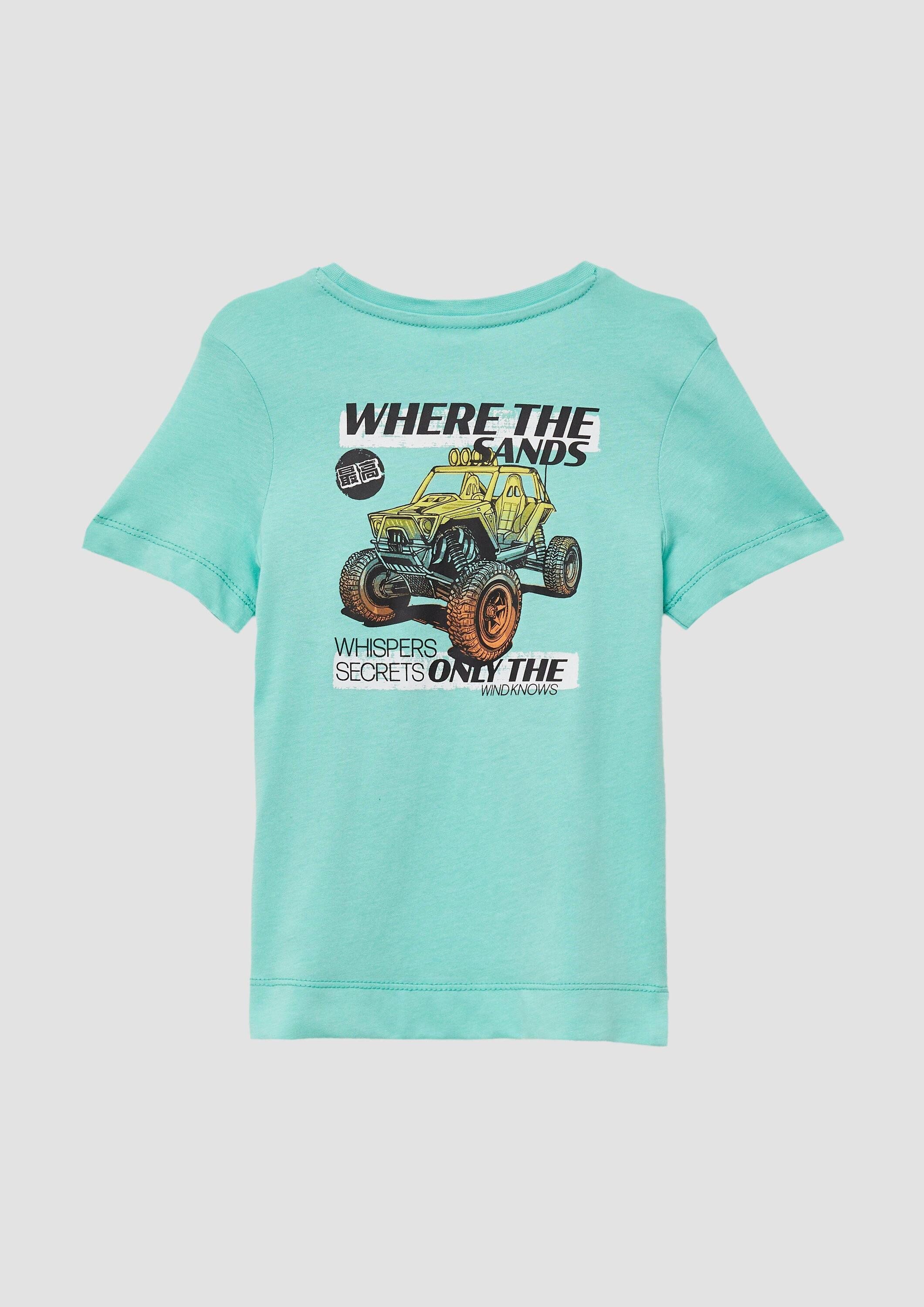 s.Oliver Kurzarmshirt T-Shirt Jerseyshirt aus Baumwolle mit Front- und Rückenprint