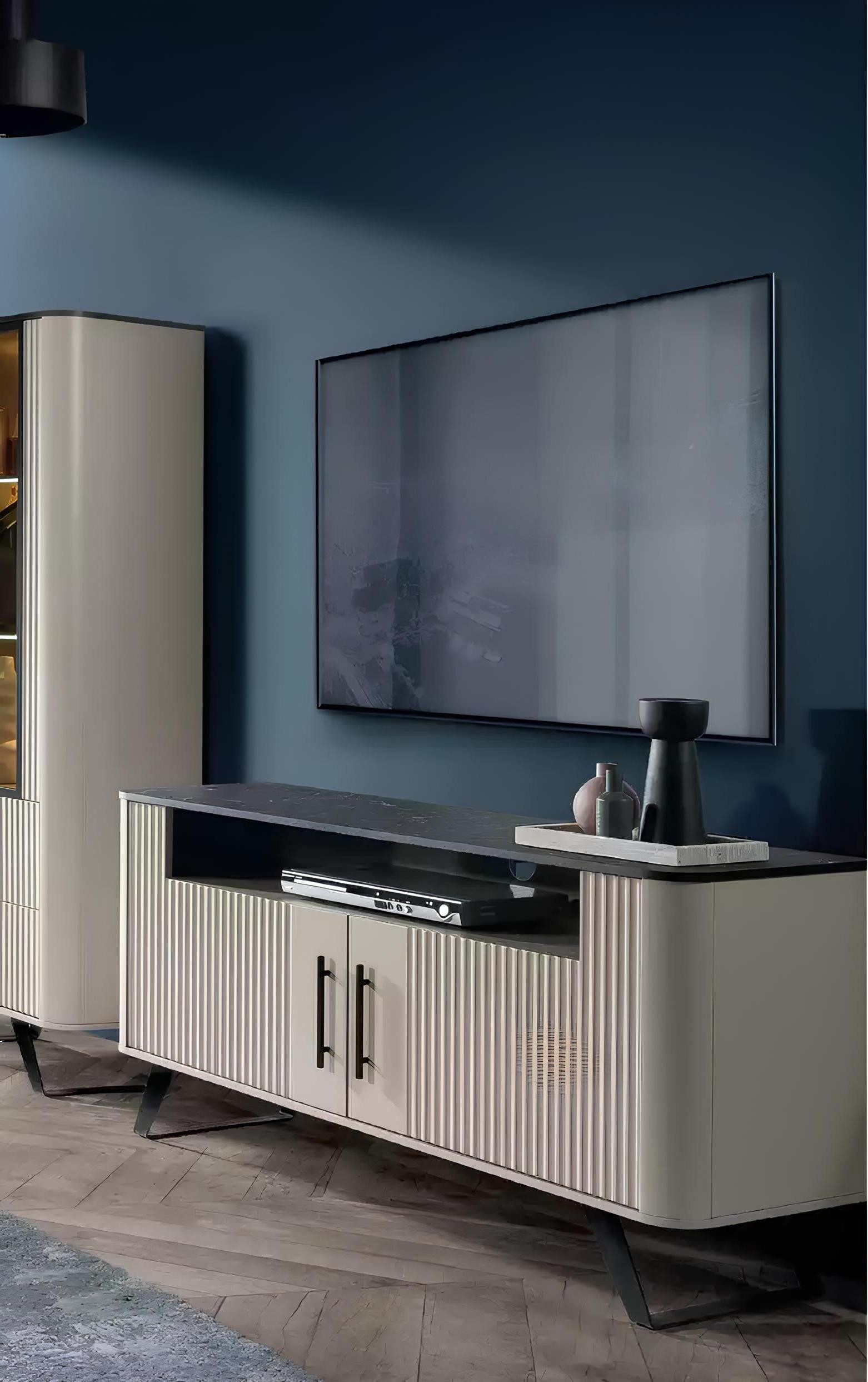 Xlmoebel TV-Schrank Holz TV-Möbel mit Sideboard und Stauraum in elegantem Design (TV Ständer) Hergestellt in Europa