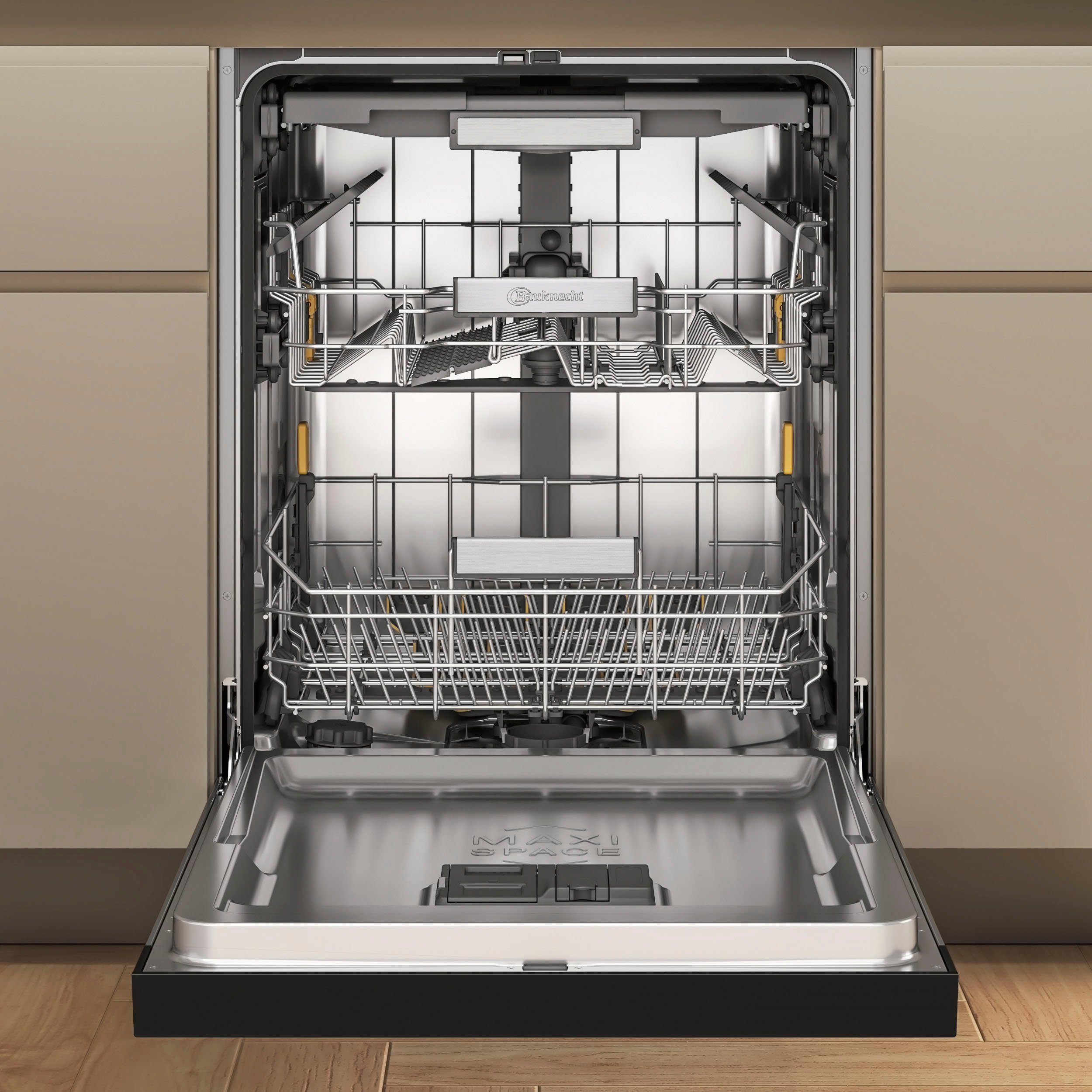 BAUKNECHT Unterbaugeschirrspüler B7U HS51 X, 15 Maßgedecke, MaxiSpace – bietet Platz für große Pizzateller mit 32 cm Durchmesser – Bild 4 von 5