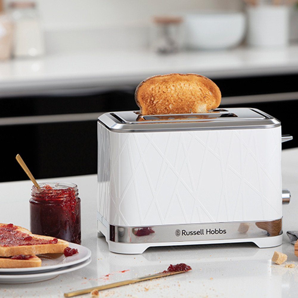 RUSSELL HOBBS Toaster Russell Hobbs 28090-56 Toaster 2 Scheibe(n) 1050 W Edelstahl, Weiß