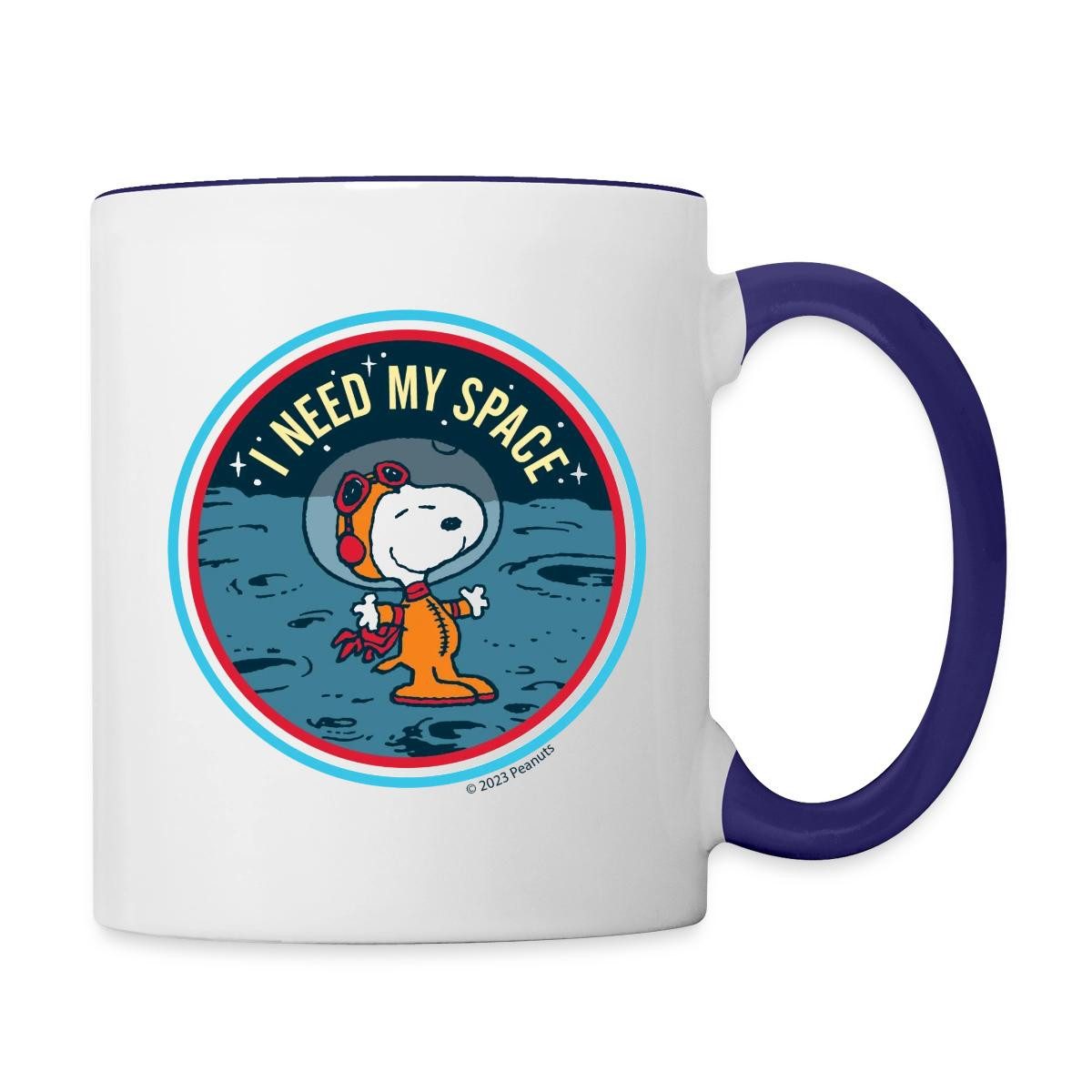 Spreadshirt Tasse Peanuts Snoopy I Need My Space Tasse Zweifarbig, Keramik