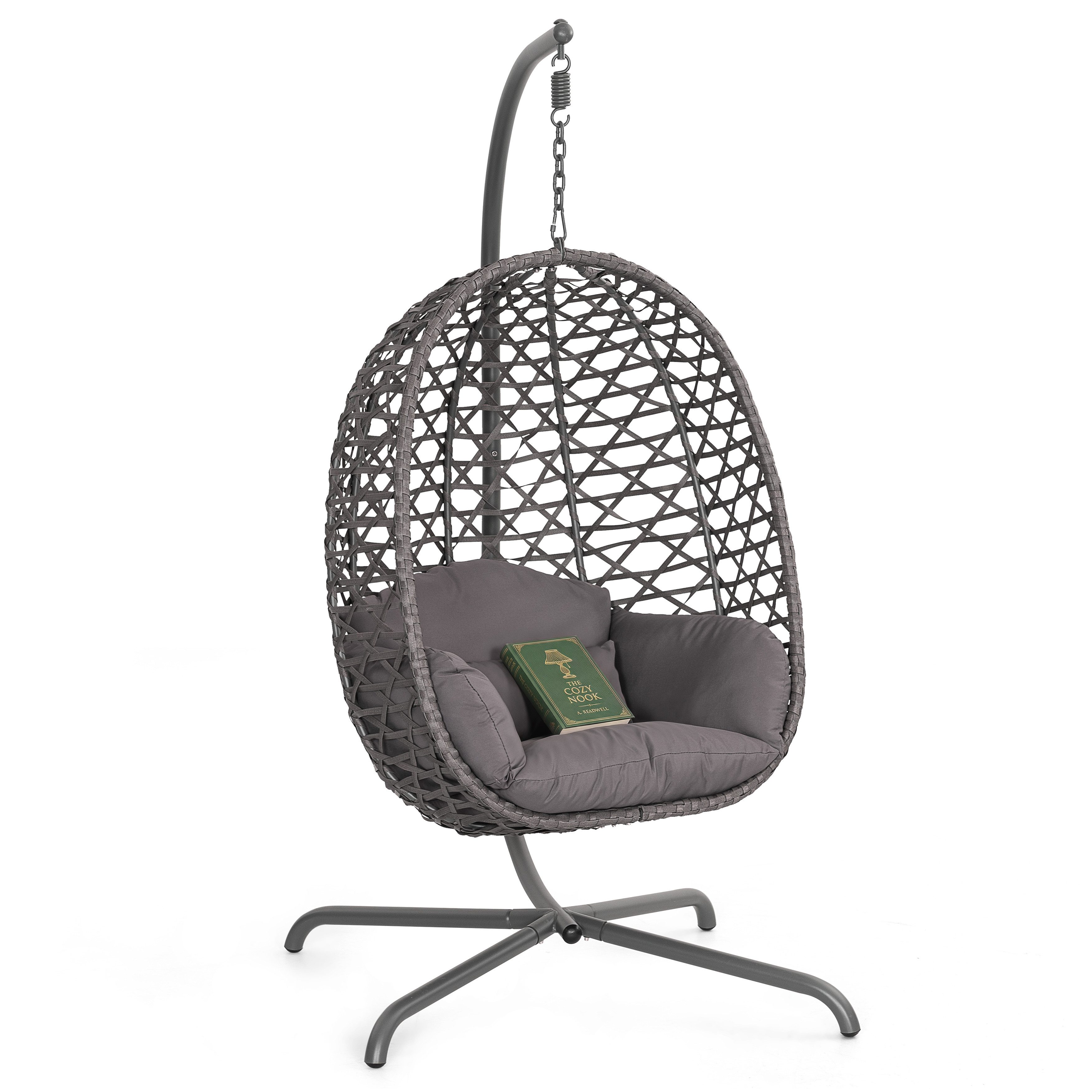 Avestar Hängesessel Outdoor-Schaukel in Eiform mit weichem Kissen (1-St), Bequemer Schaukel-Hängesessel inkl. Sitzkissen für Innen & Außen