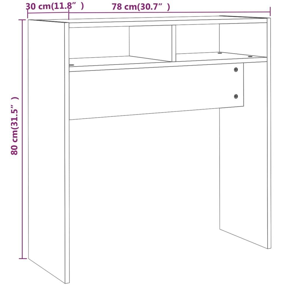 Räuchereiche Holzwerkstoff 78x30x80 furnicato (1-St) Konsolentisch cm Beistelltisch