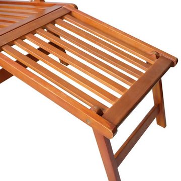 furnicato Gartenliege Liegestuhl mit Fußstütze und Auflage Akazie Massivholz