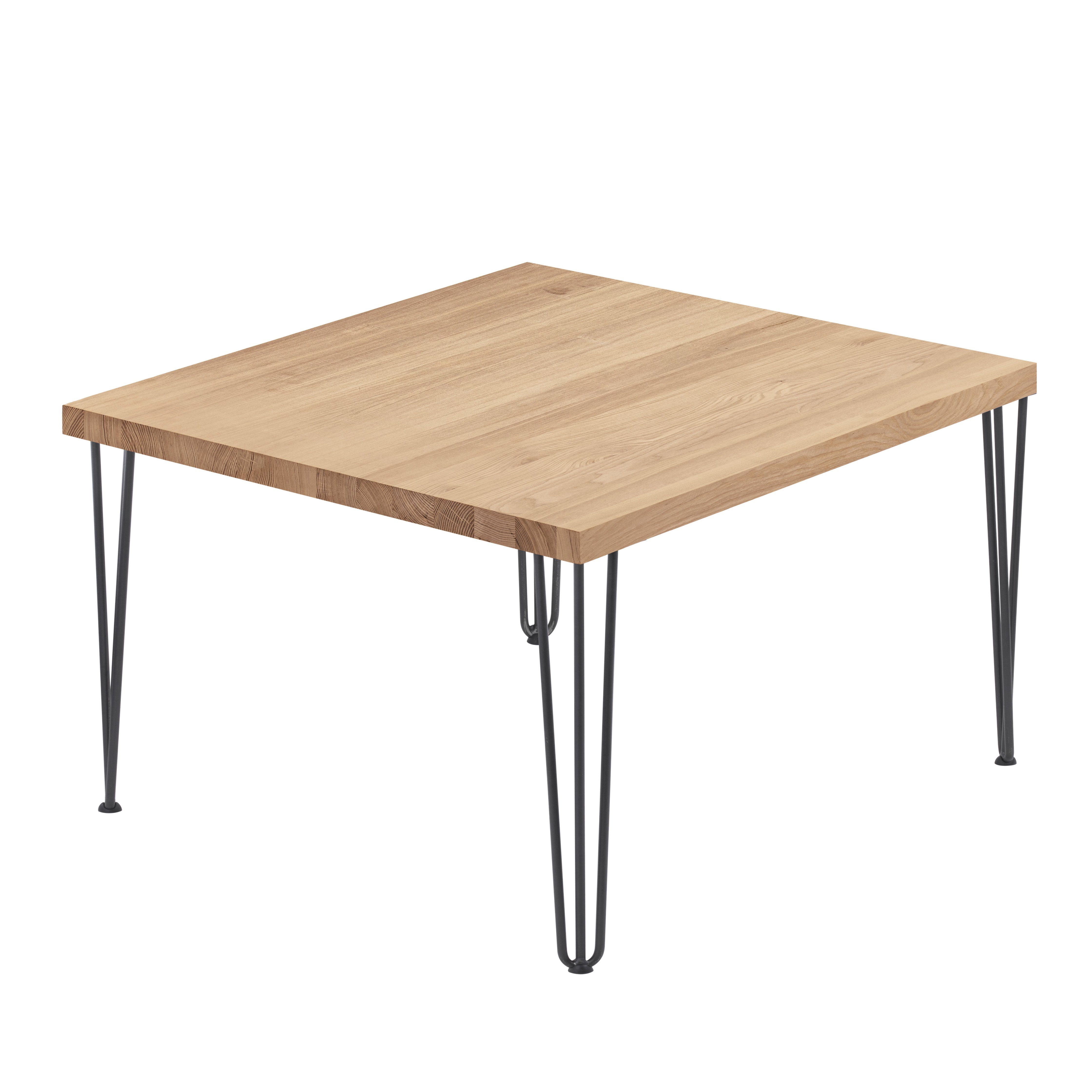 LAMO Manufaktur Esstisch Creative Küchentisch Tischplatte Massivholz inkl. Metallgestell (1 Tisch), gerade Kante Rohstahl mit Klarlack | Natur