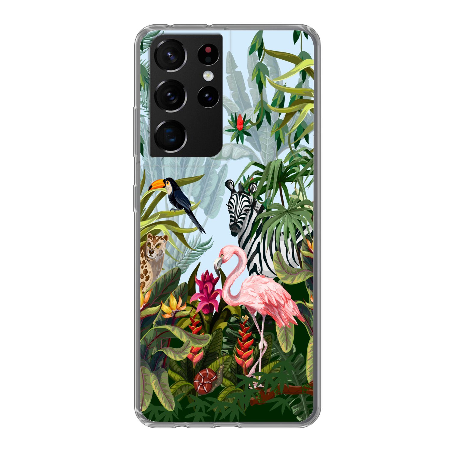 MuchoWow Handyhülle für Samsung Galaxy S21 Ultra Dschungel - Natur - Jungen - Mädchen - Ki, Phone Case, Silikon, Schutzhülle Dünn