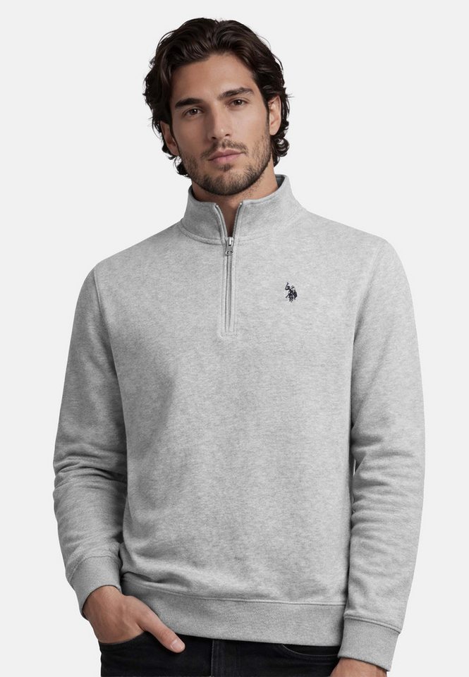 U.S. Polo Assn. Stehkragenpullover USJaaspa – Herren Sweatshirt mit Half-Zip Baumwoll-Viskose-Mix, weich, atmungsaktiv und mit Logo-Stickerei