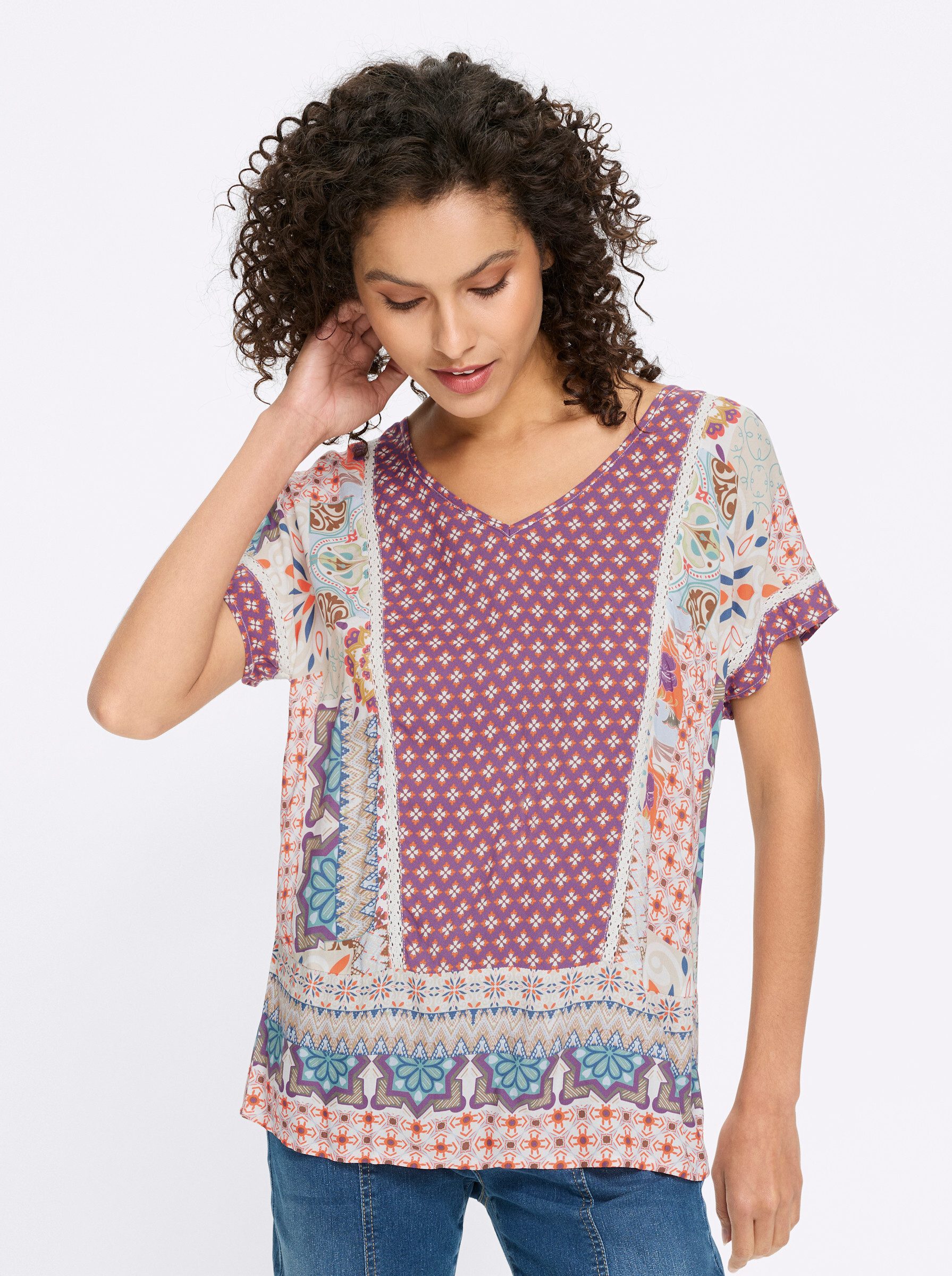 heine Klassische Bluse Druckbluse Kurzarm günstig online kaufen
