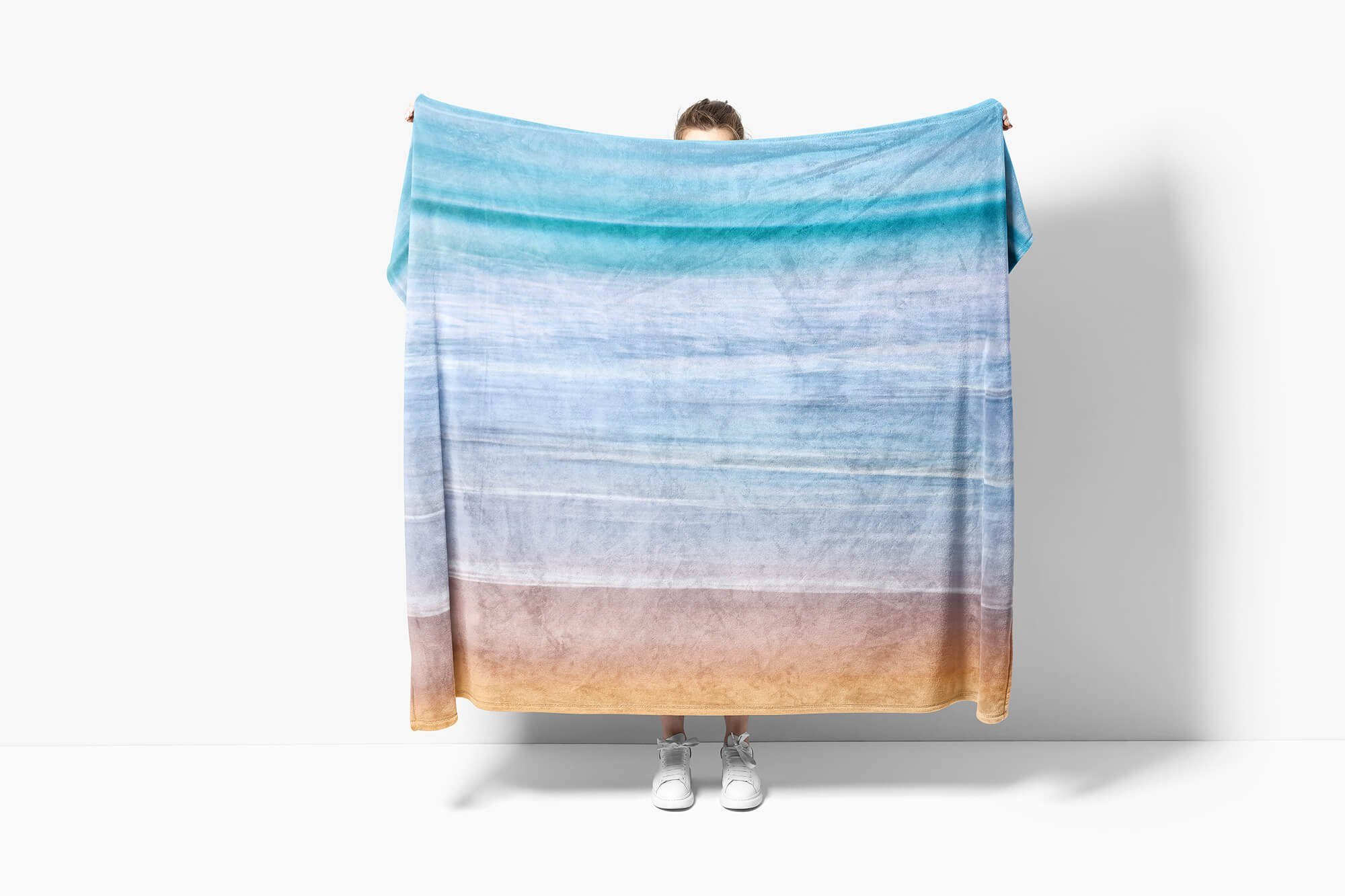 Meer Fotomotiv (1-St), Art Sinus mit Kuscheldecke Handtuch Handtuch Baumwolle-Polyester-Mix Schön, Strandhandtuch Saunatuch Handtücher Abstrakt