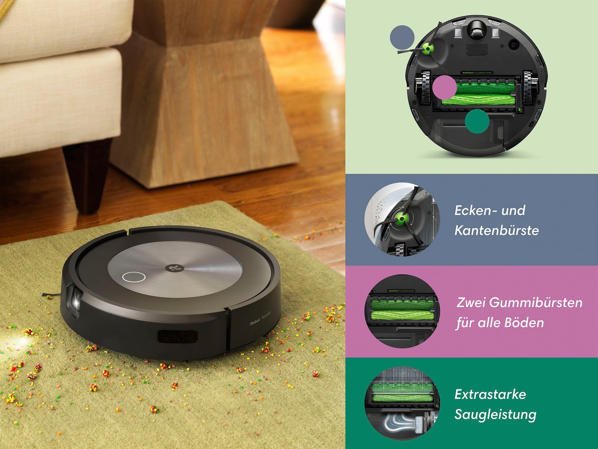 beutellos, Kartierung, j7 iRobot Roomba® WLAN-fähig, Saugroboter (j7158), Objekterkennung