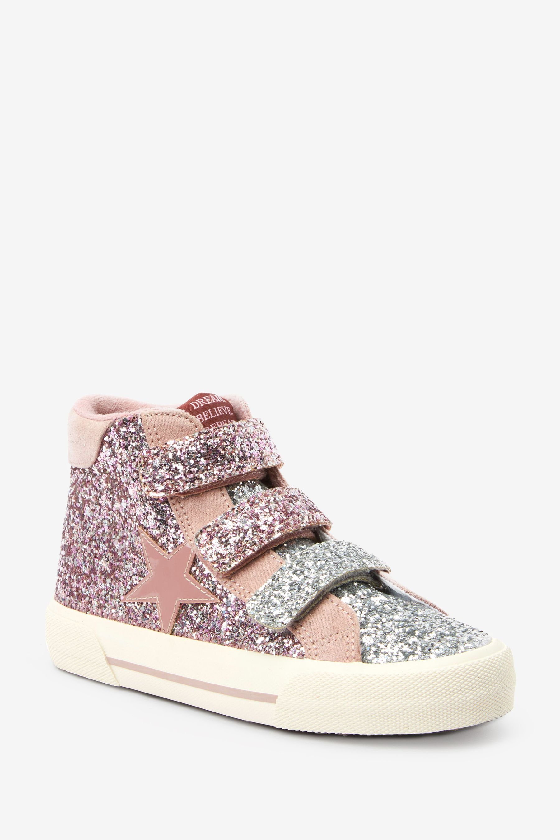 Silver Hi-Top-Sneaker Pink Glitzeroptik, Sneaker in Next (1-tlg) weite Passform