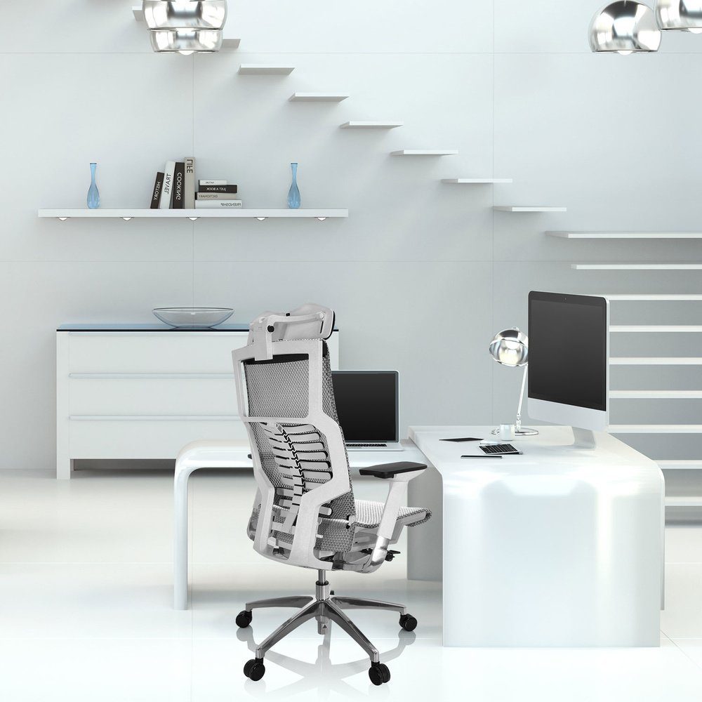 hjh OFFICE Drehstuhl WHITE DYNAFIT Bürostuhl (1 End Netzstoff High ergonomisch Schreibtischstuhl Hellgrau St), I