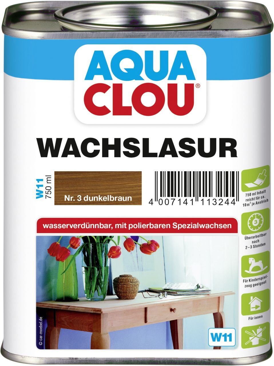 Aqua Clou Lasur Aqua Clou Wachslasur 750 ml dunkelbraun