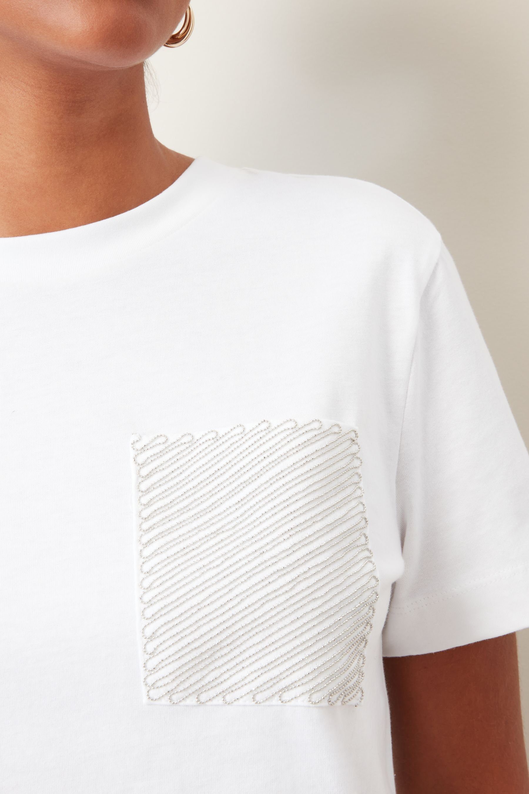 Kurzärmliges Next mit T-Shirt verzierter Hemd Tasche (1-tlg)