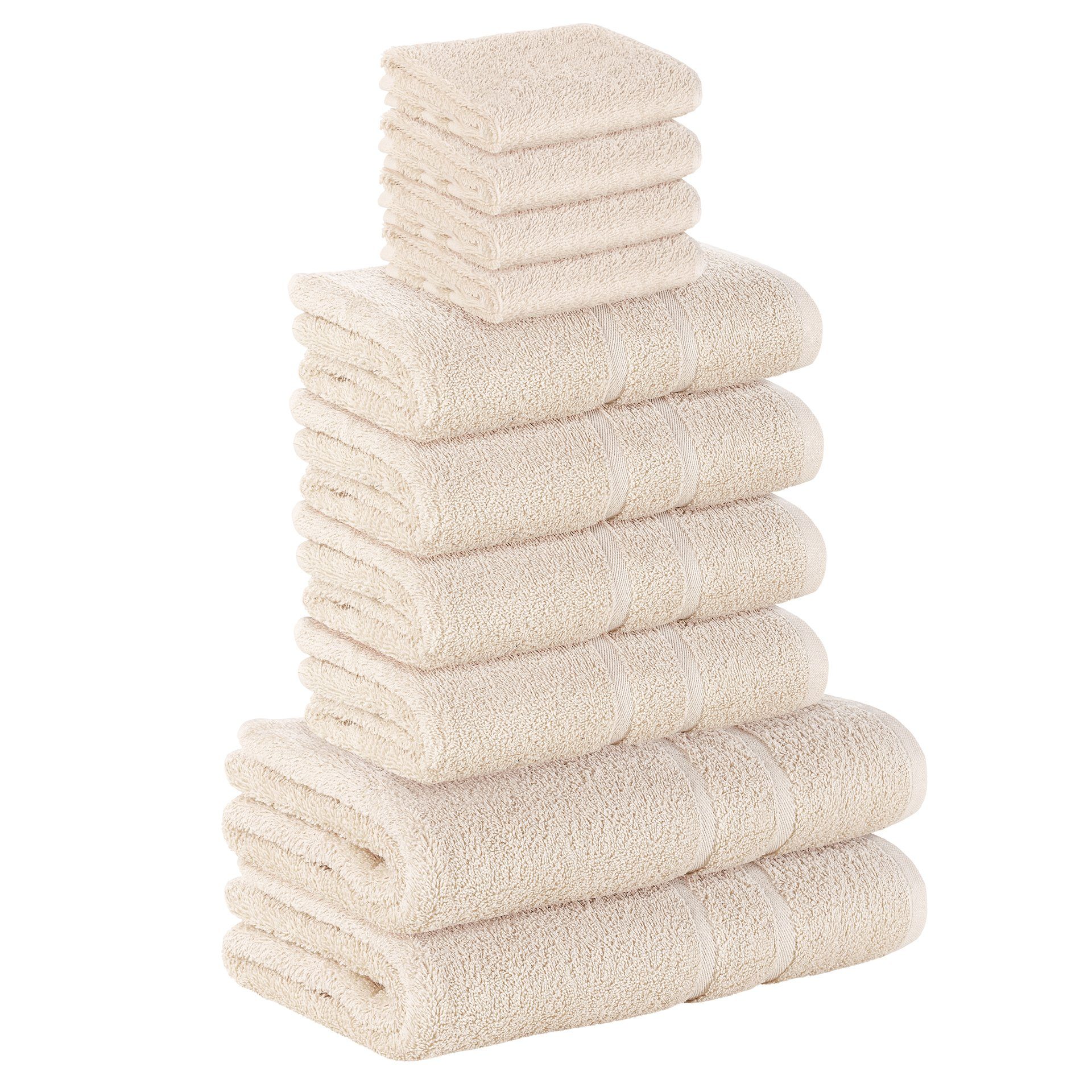 StickandShine 4x 100% Set (Spar-SET) Handtücher Gästehandtuch Baumwolle, 2x SET 4x Creme Handtuch Duschtücher