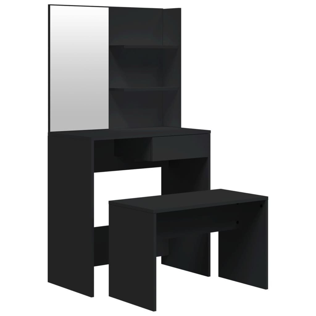 vidaXL Schminktisch Schminktisch-Set Schwarz 74,5 x 40 x 141 cm (1-St)