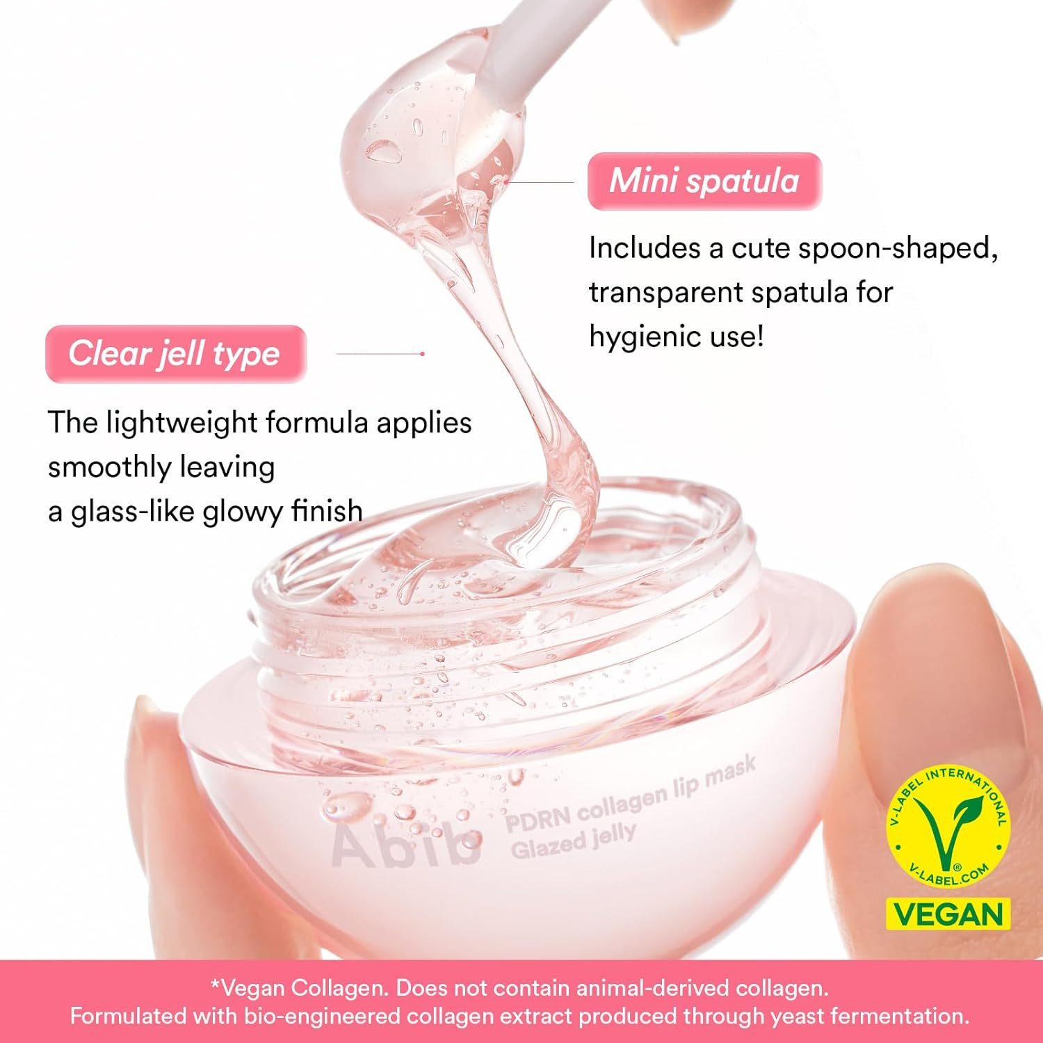 Abib Gesichtsmaske PDRN Collagen Lip Mask Glazed Jelly 11g transparente Jelly Lippenmaske mit Sodium DNA, Kollagen und Hyaluronsäure für geschmeidig, gepflegte Lippen, Glasglanz und süßlichem Candy-Duft