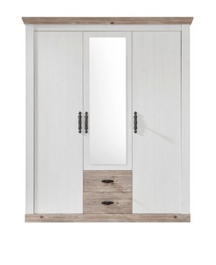 Furn.Design Kleiderschrank Rovola (Schrank 3-türig mit Spiegel, 169 x 201 cm) mit 7 Wäschefächern und Schubladen