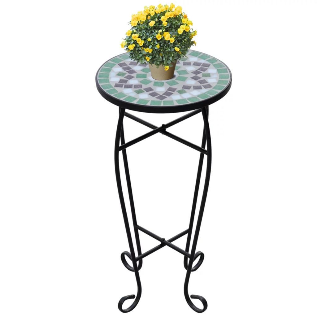 vidaXL Gartentisch 30 x 60 cm MOSAIK Beistelltisch Tisch Bistrotisch Blumenständer Grün