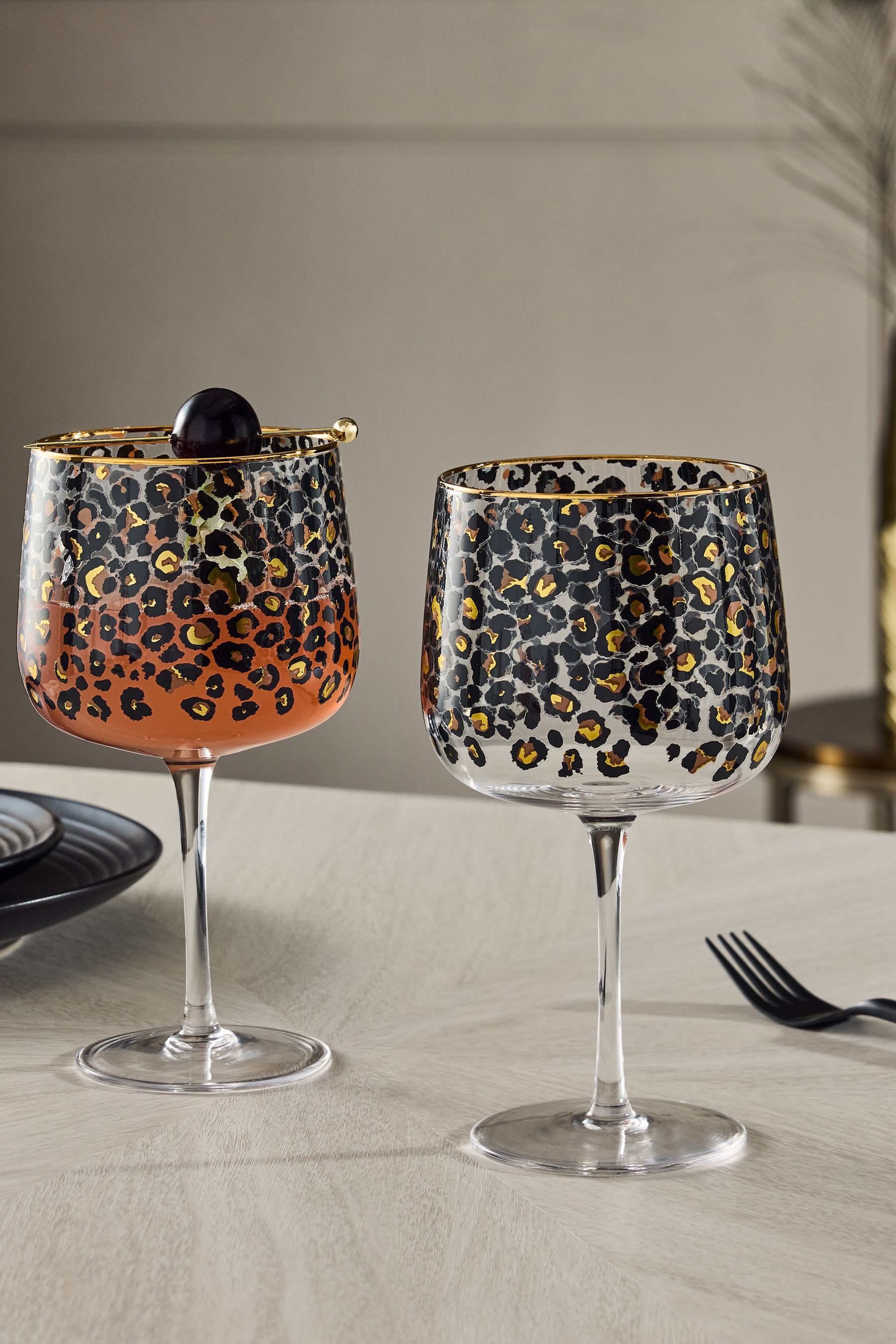 Next Cocktailglas Gingläser mit Leopardendekor, 2er-Pack, 2-tlg., Glas