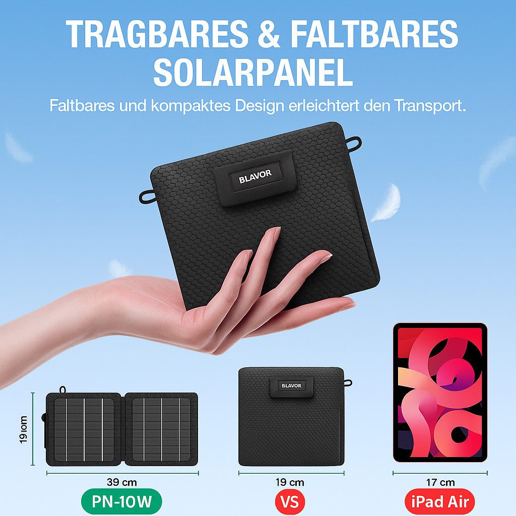 Blavor Solar Module, Monocrystalline, (Reliable Energy Supply Solar Charger, Solar Panel with 24% Higher Efficiency), Portable Design and Versatile Charging on the Go