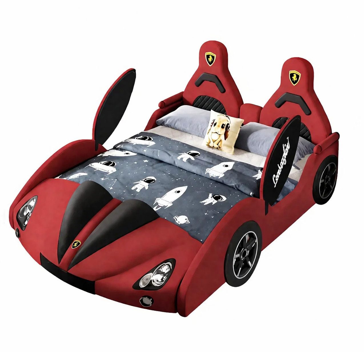JVmoebel Autobett Rotes Kinderbett Auto LED Bluetooth Kinderbetten Bett für Jungen, Made in Europa