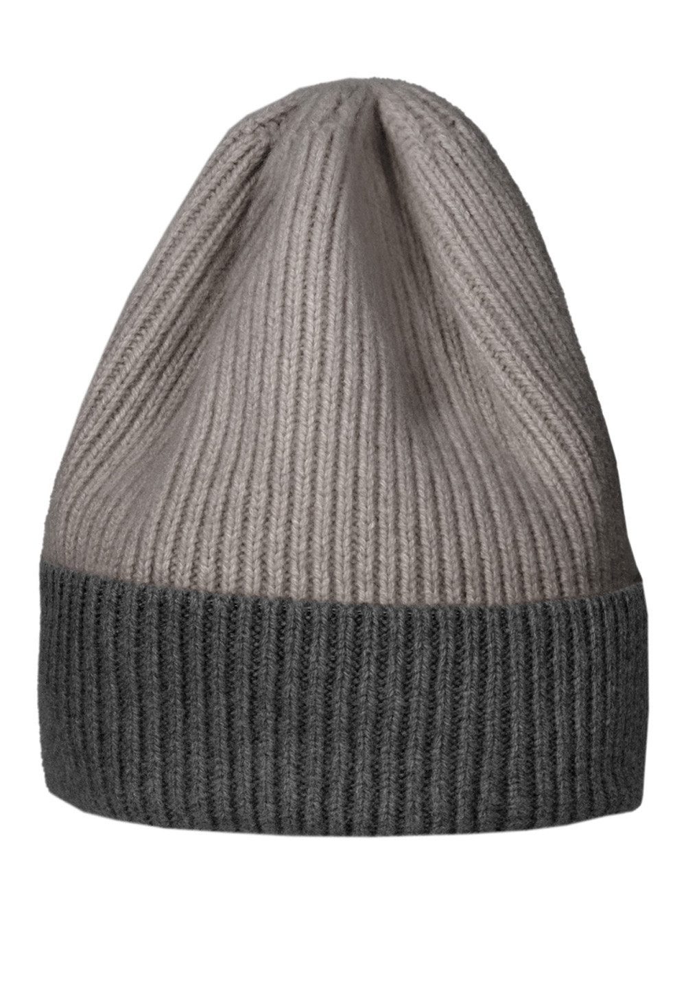 in Europe CAPO-JOSS Ka CAP up Made Strickmütze two-coloured, CAPO turn ribbed taupe cap,
