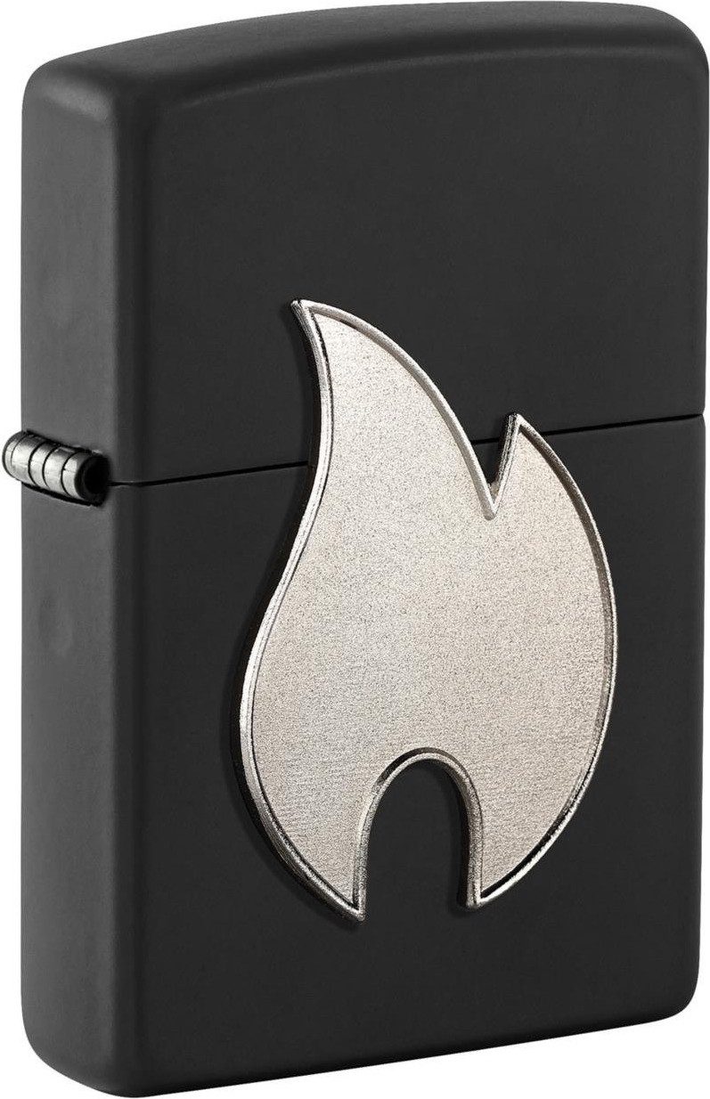 Feuerzeug Zippo Benzinfeuerzeug Big Flame, Schwarz Silver