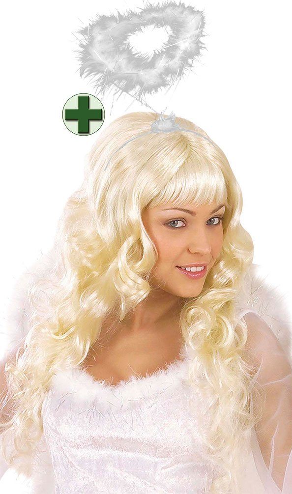 Karneval-Klamotten Engel-Kostüm Perücke Engel blond mit Heiligenschein,  Engels Perücke Weihnachten