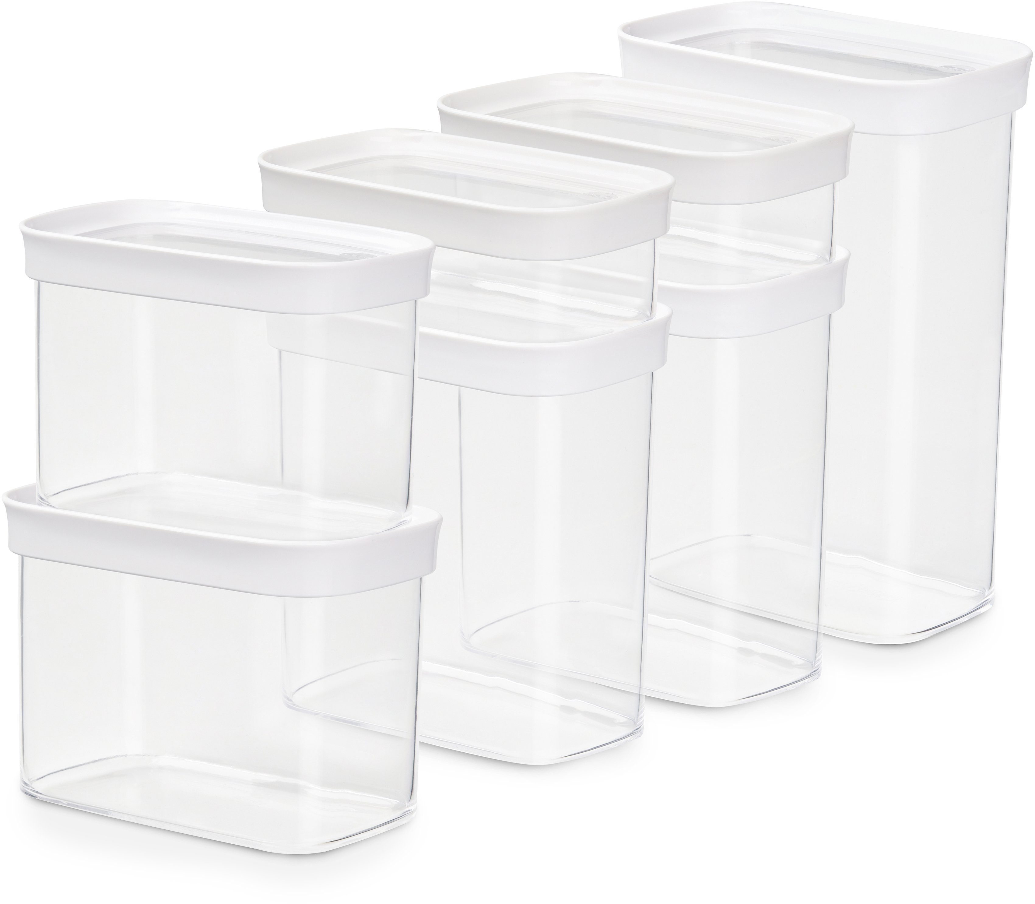Emsa Vorratsdose N11429 Optima, Kunststoff, (Set, 7-tlg), rechteckig, sicher, hygienisch, unbedenklich, platzeffizient