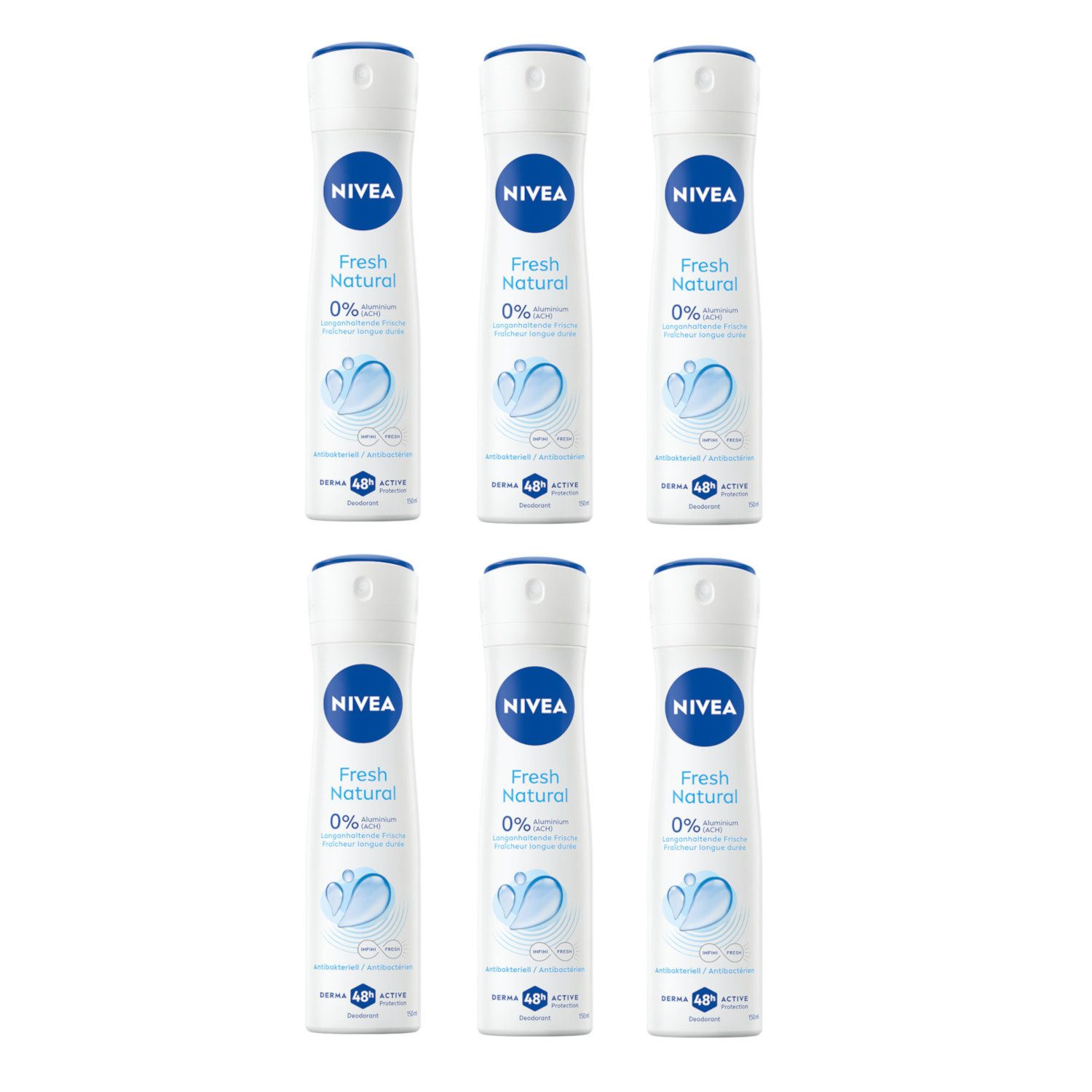 Deo-Spray Deodorant Fresh Natural Deo 6 x 150ml