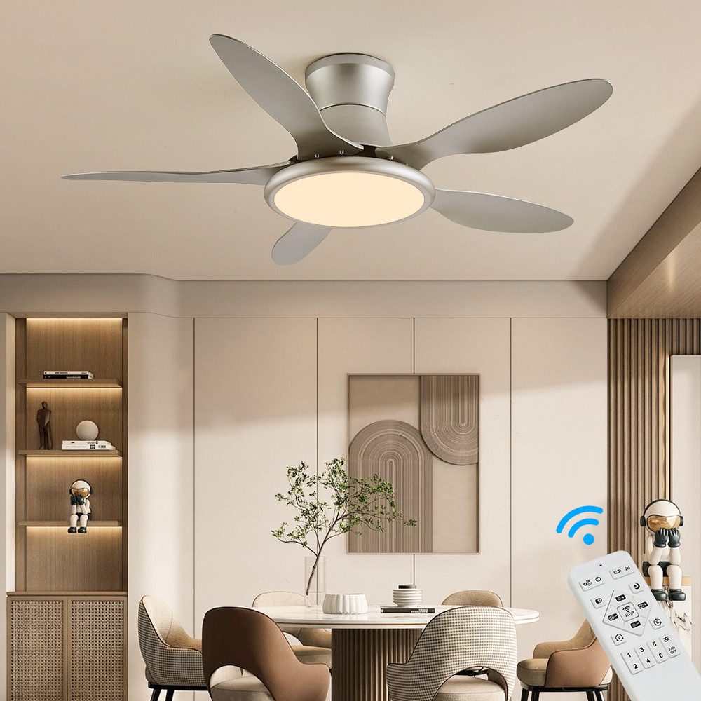 Eurohandisplay Deckenventilator Deckenventilator LED Beleuchtung 6 Geschwindigkeiten timer 2 Stunden, Lichtfarbe und Helligkeit stufenlos einstellbar