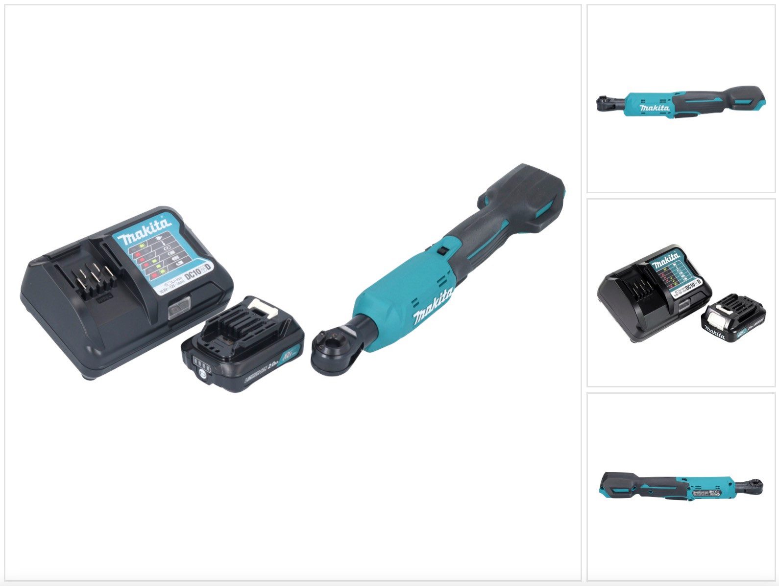 Makita Umschaltknarre WR 100 DWA1 Akku Ratschenschrauber 12 V 47,5 Nm 1/4" 3/8" + 1x Akku